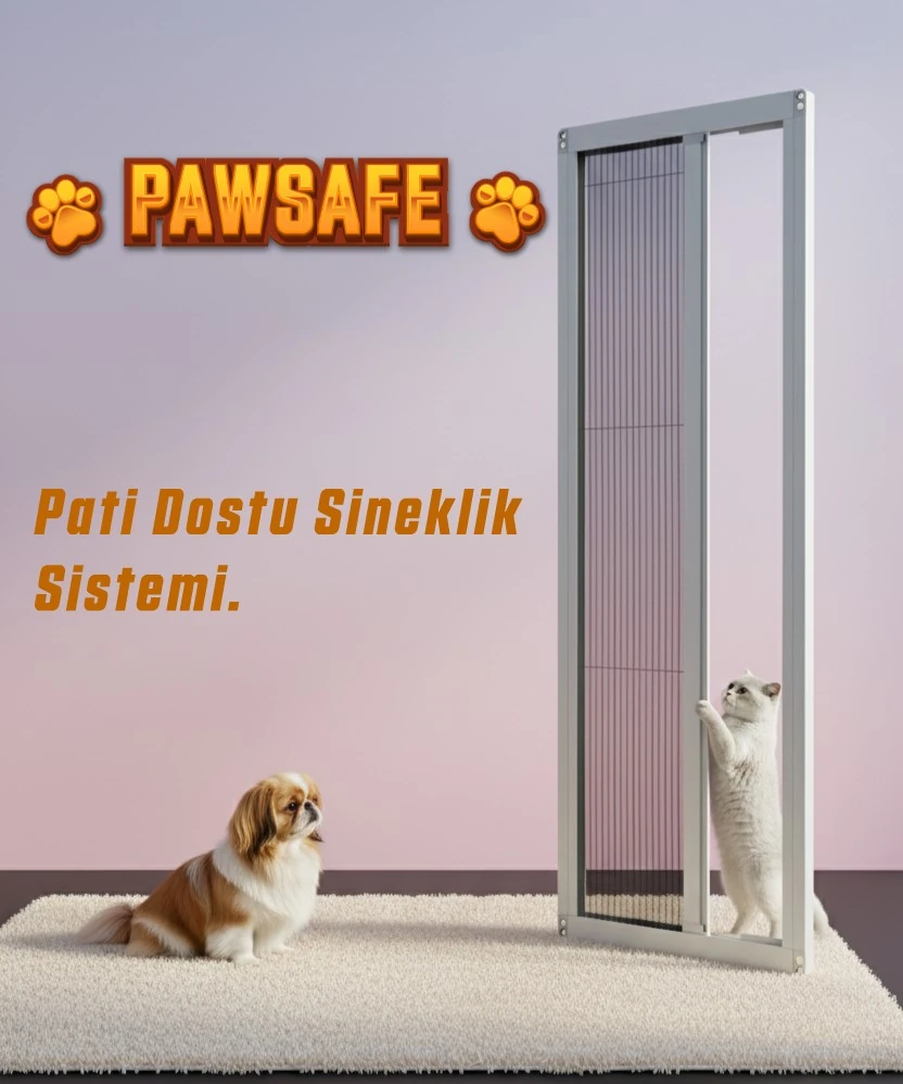 PawSafe Tek Kapılı Pati Dostu Plise Sineklik Kapı - Beyaz Sineklik